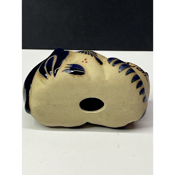 Mexican Tonala Cat Figurine Flower Folk Art Pottery Hand Painted Cancun 4” - Picture 7 of 11